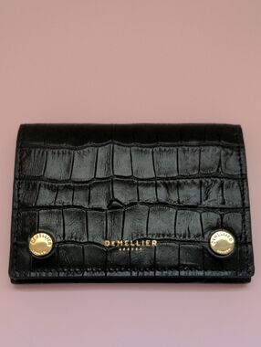 DeMellier Black Croc-Effect Leather Card Holder
